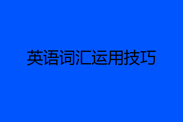 英语词汇运用技巧