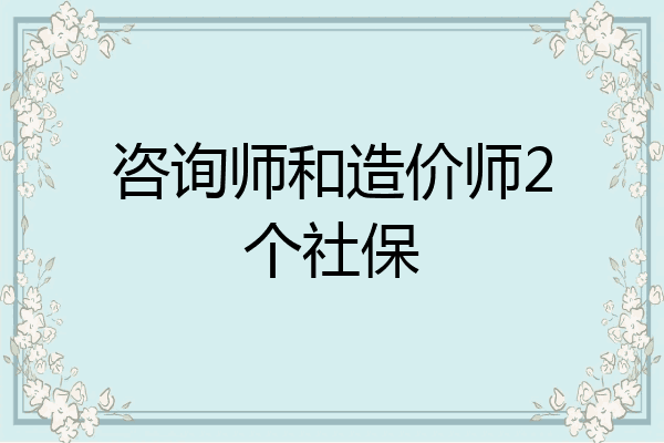 咨询师和造价师2个社保