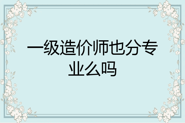 一级造价师也分专业么吗