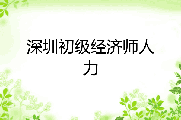 深圳初级经济师人力