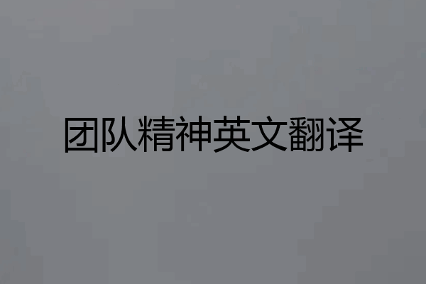 团队精神英文翻译