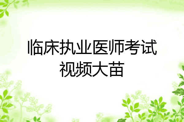 临床执业医师考试视频大苗