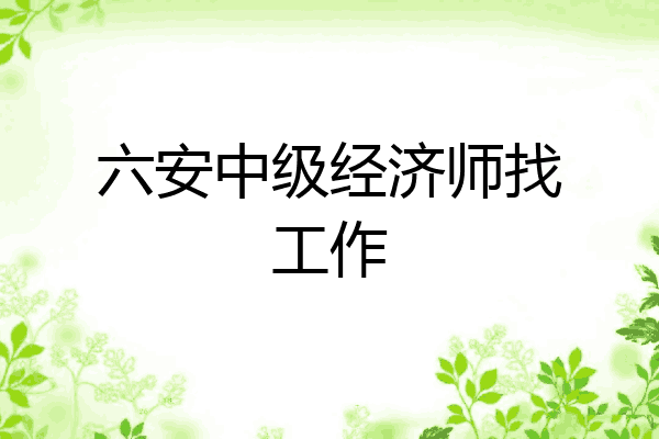 六安中级经济师找工作