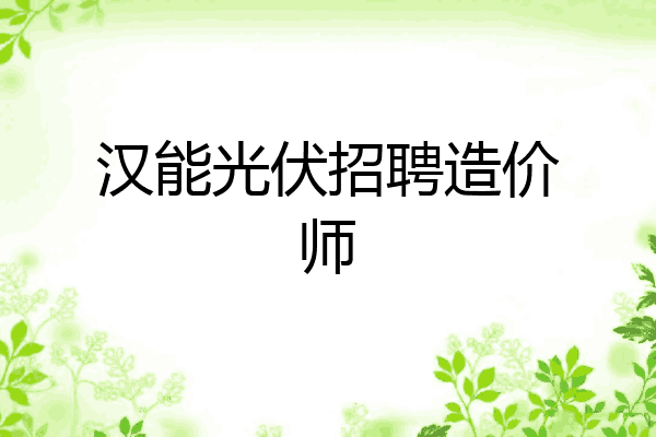 汉能光伏招聘造价师