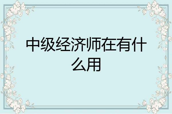 中级经济师在有什么用