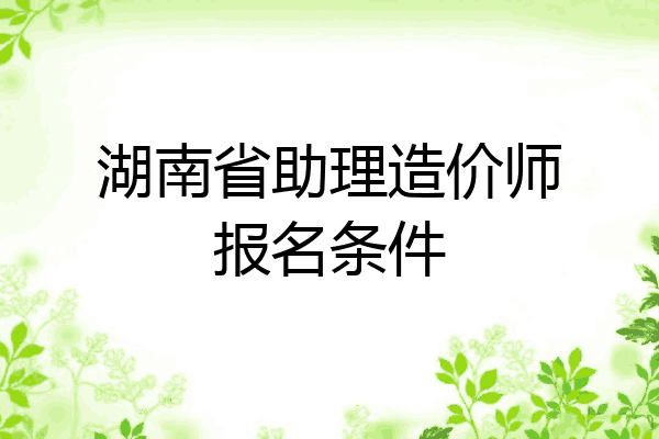 湖南省助理造价师报名条件