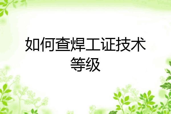 如何查焊工证技术等级