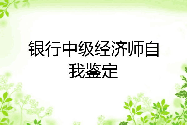 银行中级经济师自我鉴定