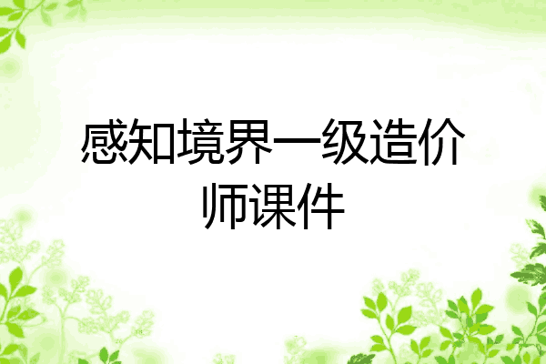 感知境界一级造价师课件