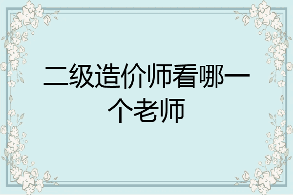 二级造价师看哪一个老师
