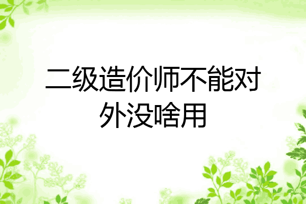 二级造价师不能对外没啥用