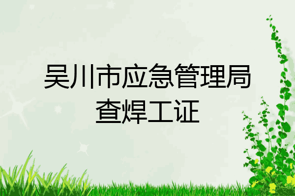 吴川市应急管理局查焊工证