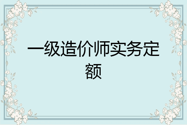 一级造价师实务定额