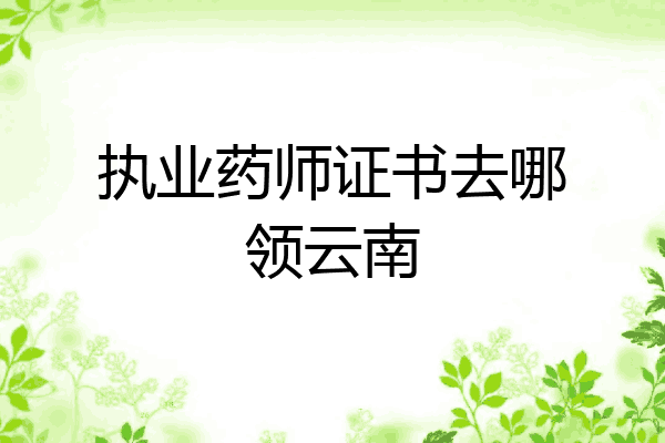 执业药师证书去哪领云南