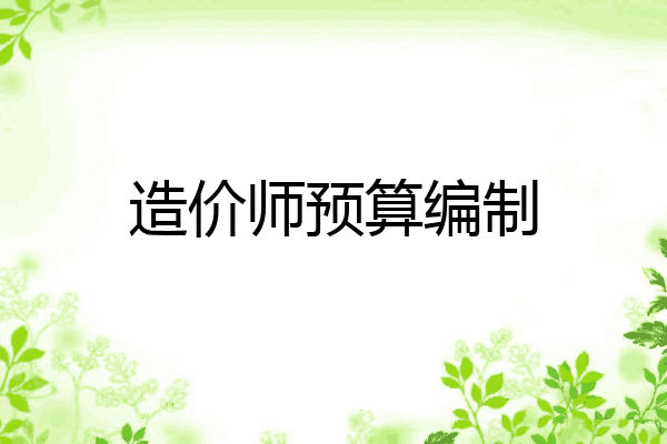 造价师预算编制