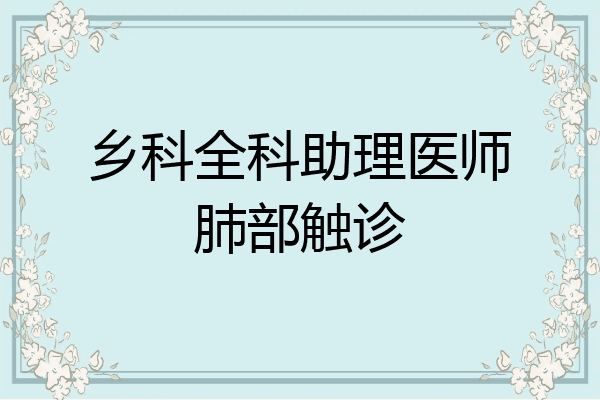 乡科全科助理医师肺部触诊