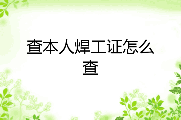 查本人焊工证怎么查