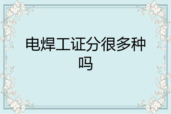 电焊工证分很多种吗