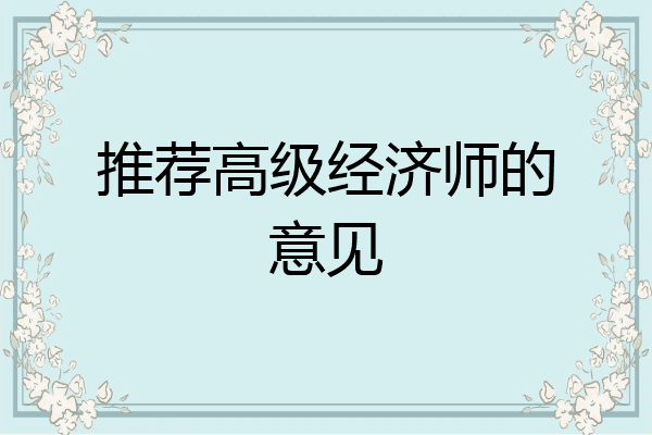 推荐高级经济师的意见
