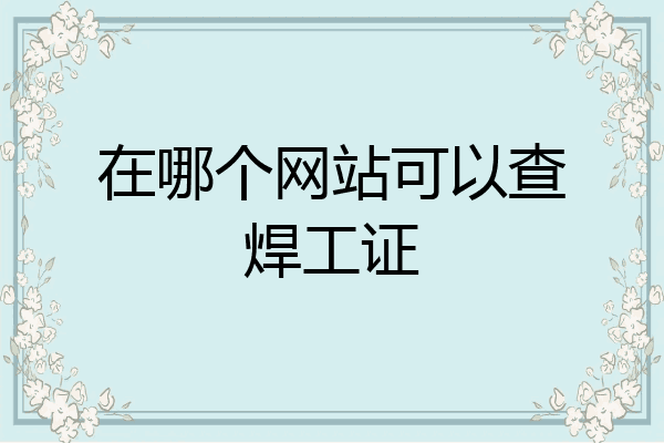 在哪个网站可以查焊工证