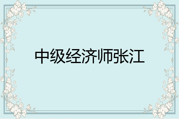 中级经济师张江
