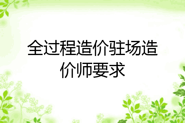 全过程造价驻场造价师要求