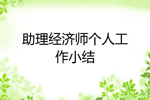 助理经济师个人工作小结