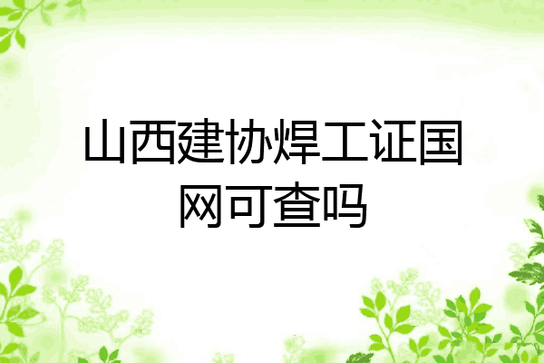 山西建协焊工证国网可查吗