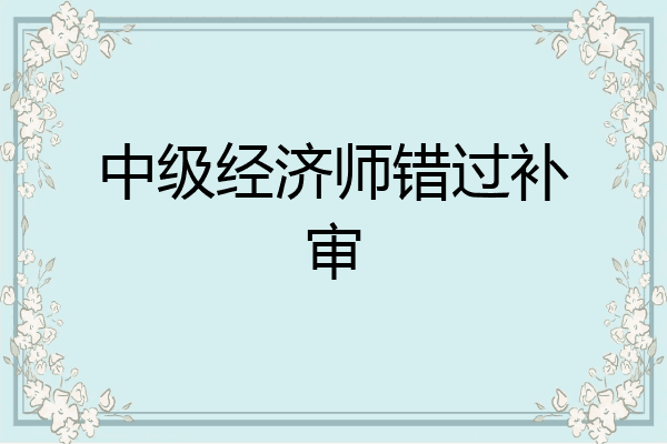 中级经济师错过补审