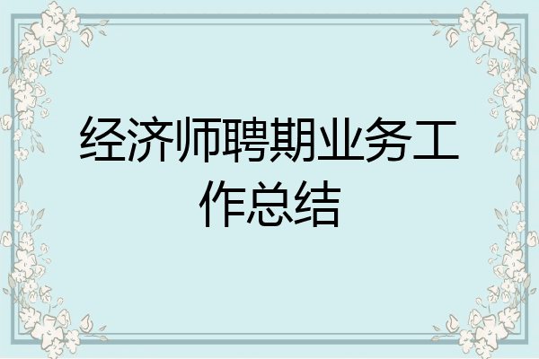 经济师聘期业务工作总结