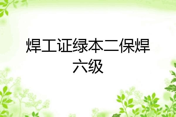 焊工证绿本二保焊六级