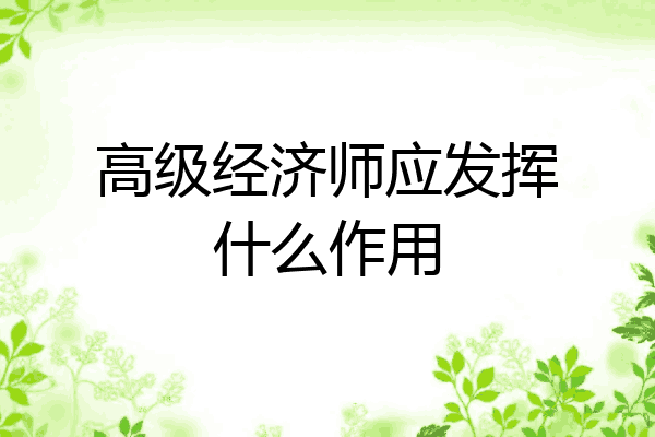 高级经济师应发挥什么作用