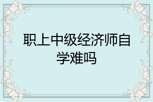 职上中级经济师自学难吗