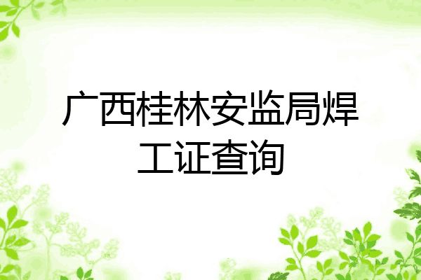 广西桂林安监局焊工证查询