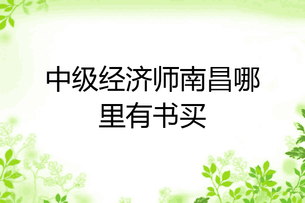 中级经济师南昌哪里有书买