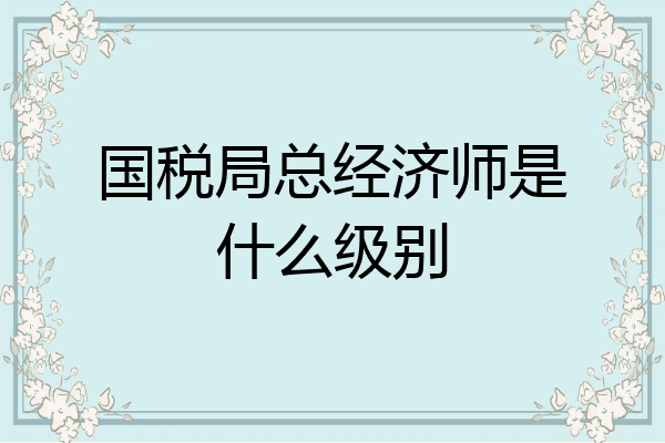 国税局总经济师是什么级别