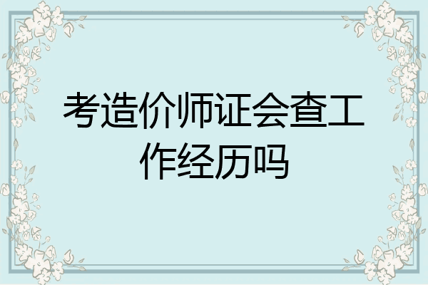 考造价师证会查工作经历吗