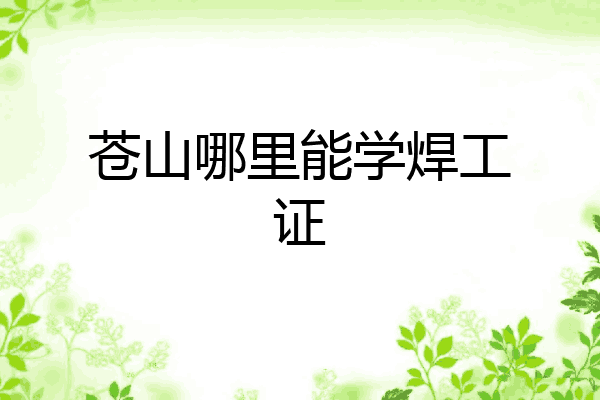 苍山哪里能学焊工证