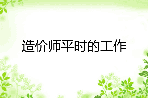 造价师平时的工作