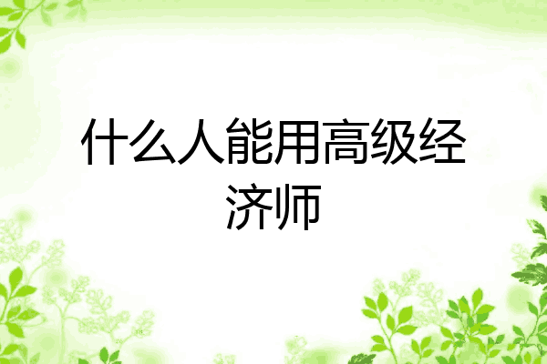 什么人能用高级经济师