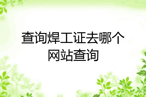 查询焊工证去哪个网站查询