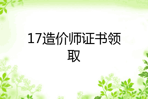 17造价师证书领取