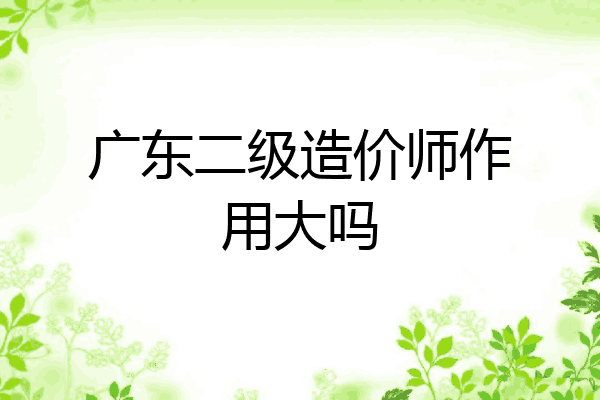 广东二级造价师作用大吗