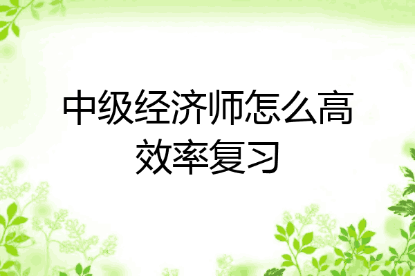 中级经济师怎么高效率复习
