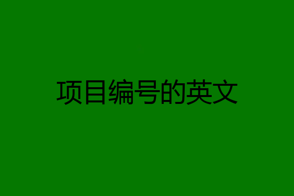 项目编号的英文