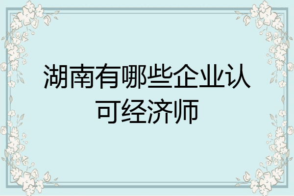 湖南有哪些企业认可经济师