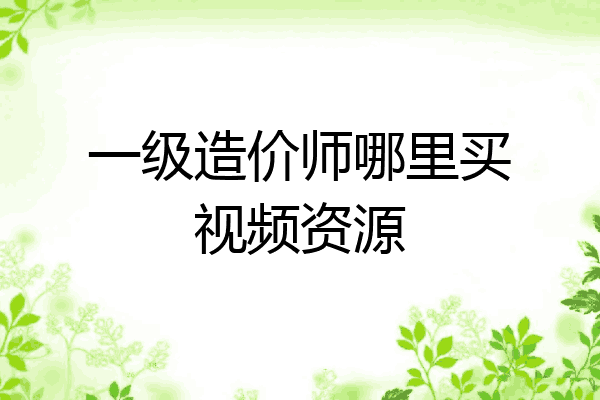 一级造价师哪里买视频资源