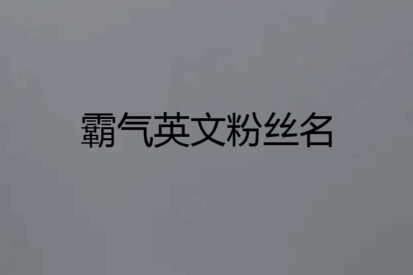 霸气英文粉丝名