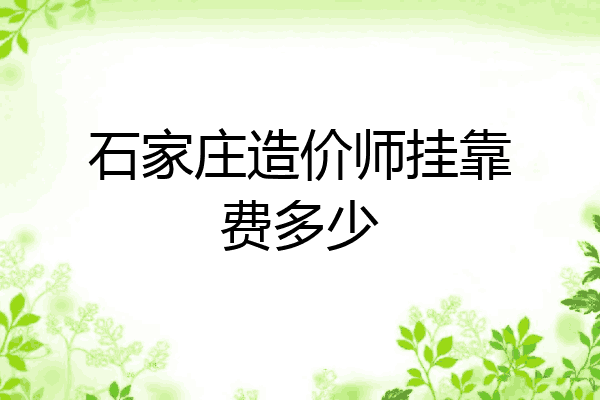石家庄造价师挂靠费多少