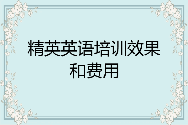 精英英语培训效果和费用